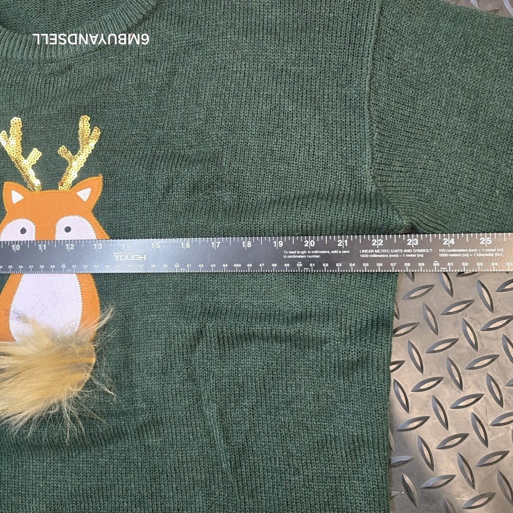Brave Soul London Green Fox Applique Faux Fur Sweater‎ Dress Womens L - Picture 8 of 9